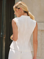 Tencel Linen Blend Stand Collar Vest