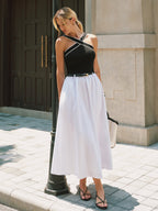 Crisscross Neckline Backless Maxi Dress