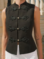 Mandarin Collar Chinese Knot Vest