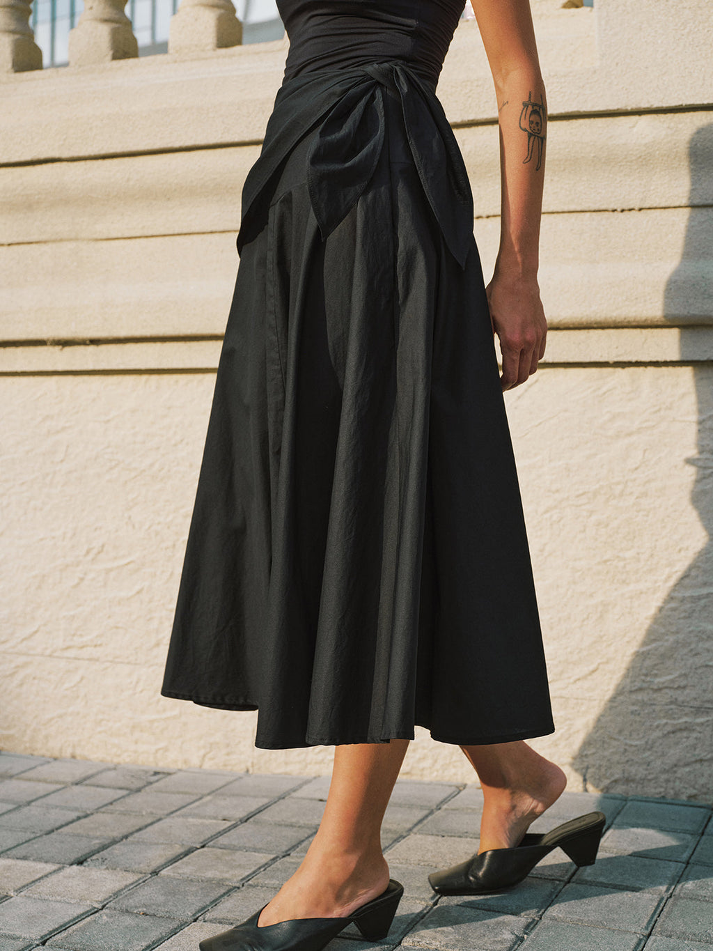 Cotton Tie-Waist Maxi Skirt