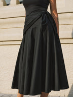 Cotton Tie-Waist Maxi Skirt