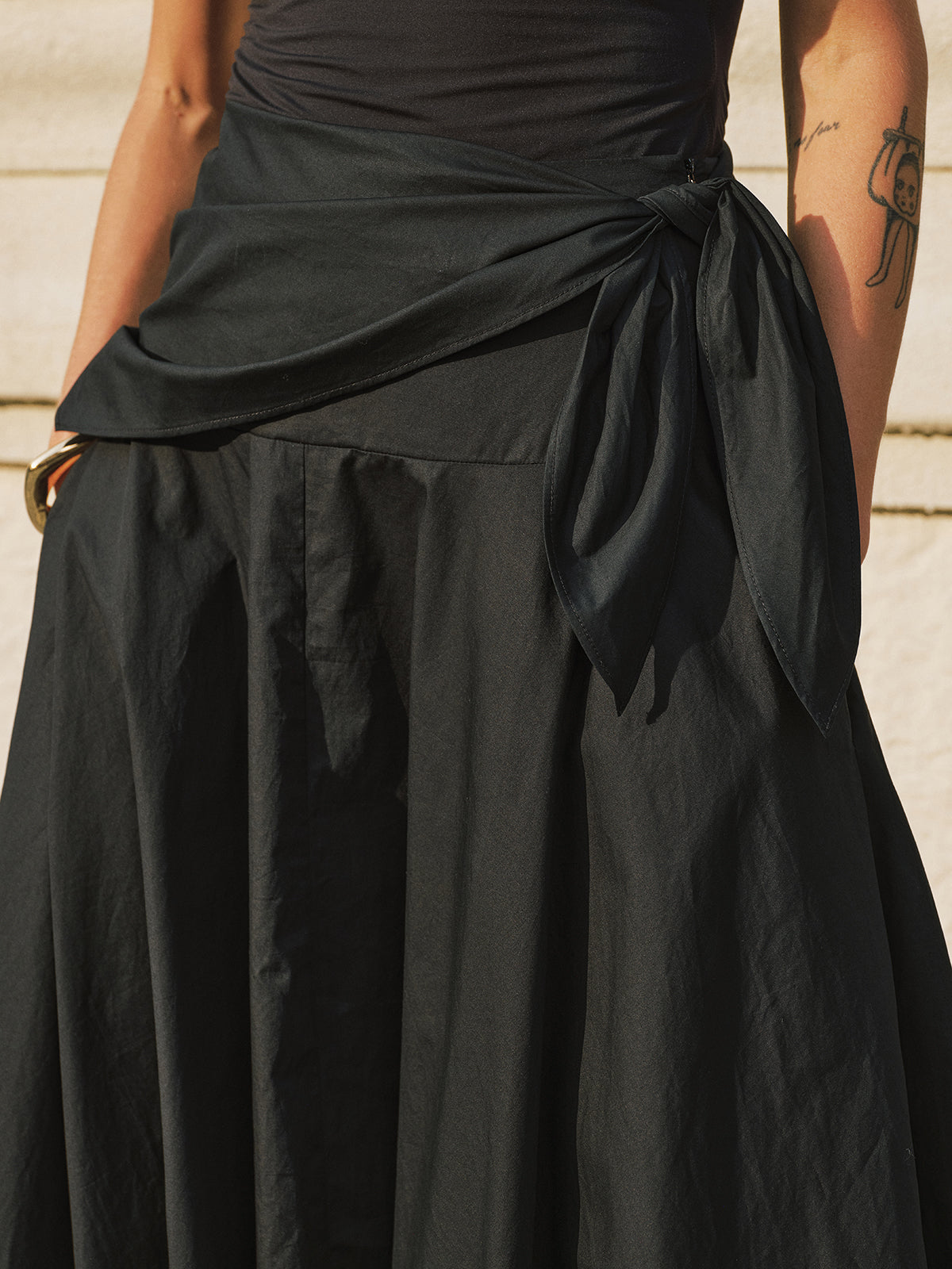 Cotton Tie-Waist Maxi Skirt
