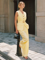 Tencel Linen Blend Belted Vest