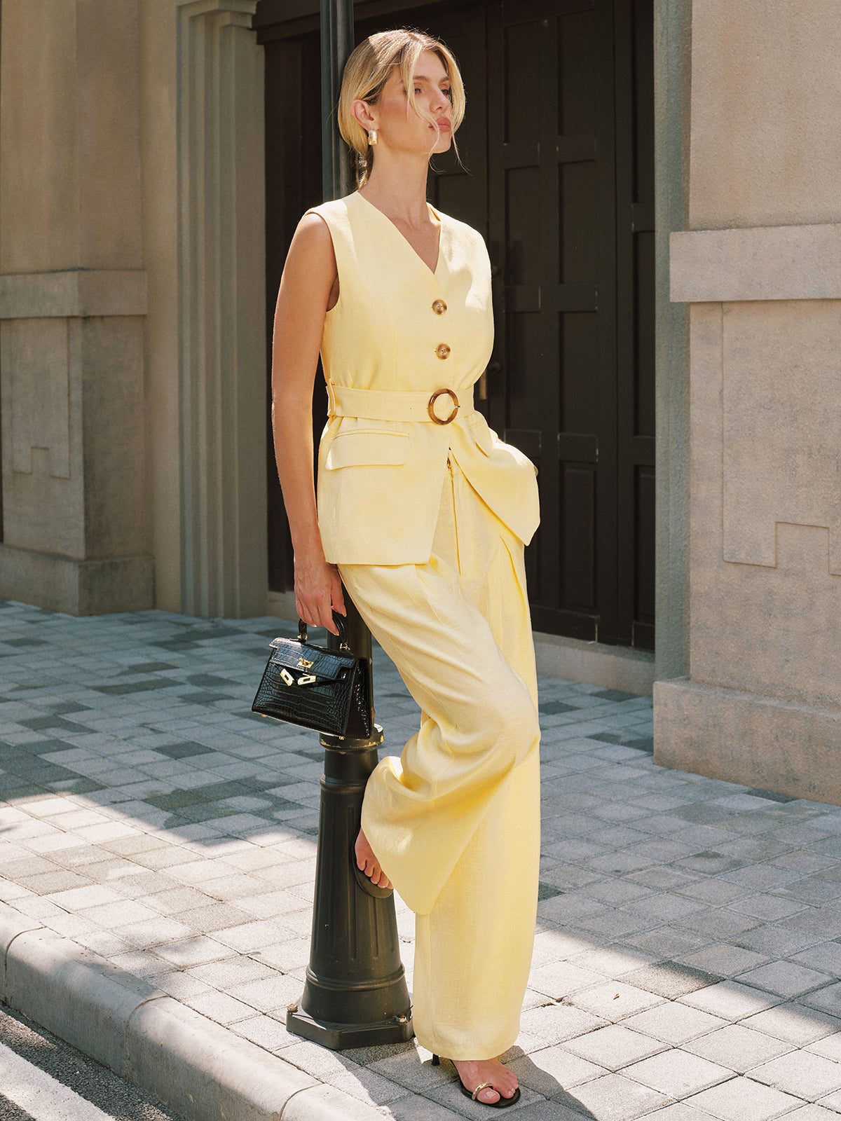 Tencel Linen Blend Belted Vest