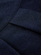 Faux Denim Pleated A-Line Midi Skirt