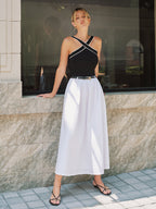 Crisscross Neckline Backless Maxi Dress