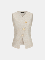 Textured Asymmetric Buttoned Vest