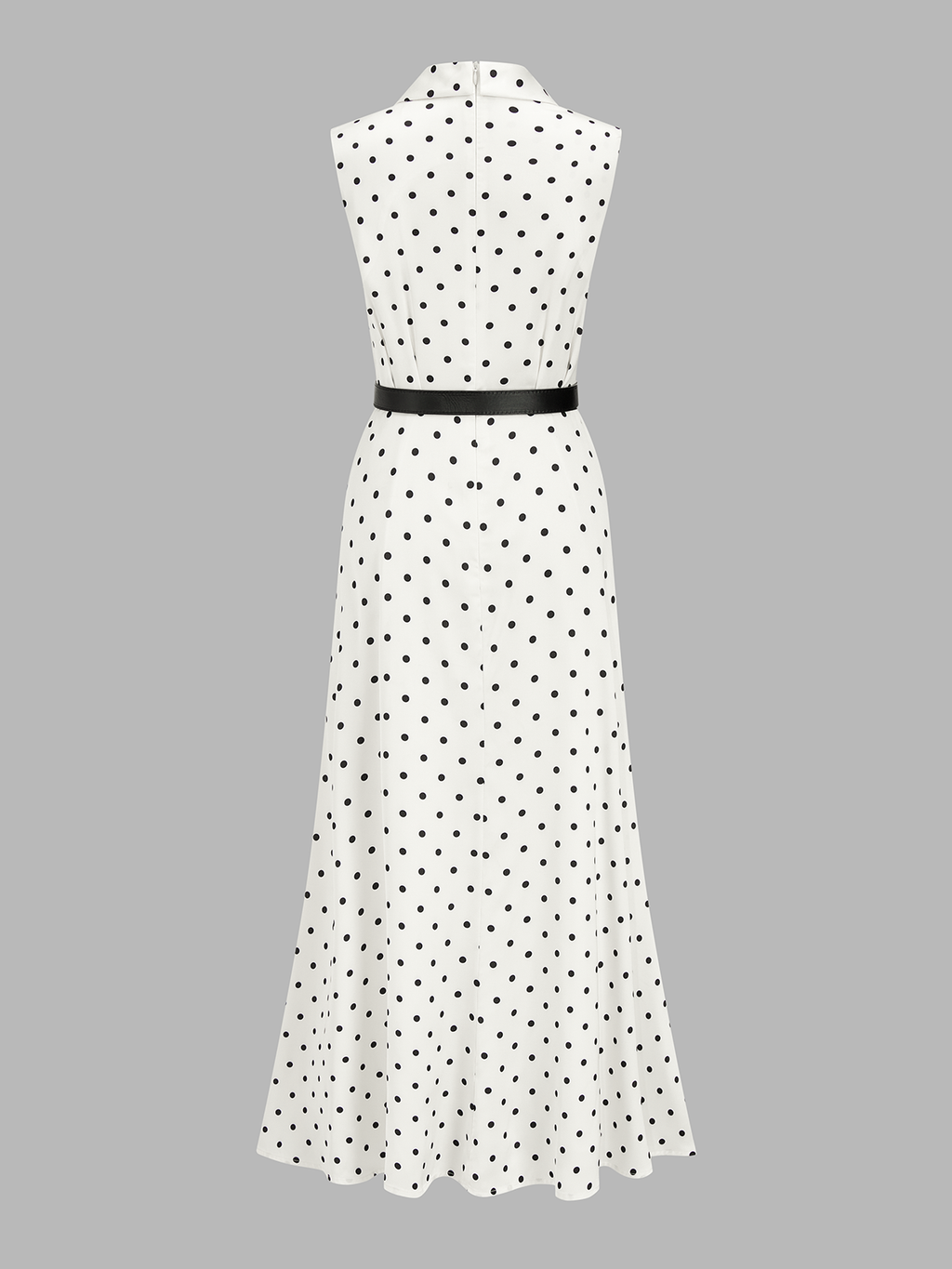Polka Dot Sleeveless Belted Maxi Dress