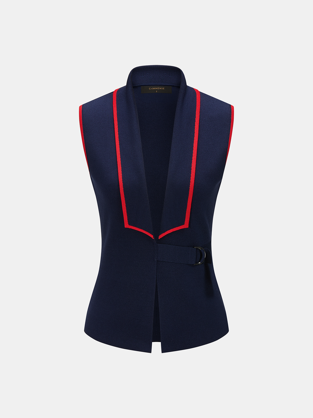 Buckle Detail Contrast Trim Knit Vest