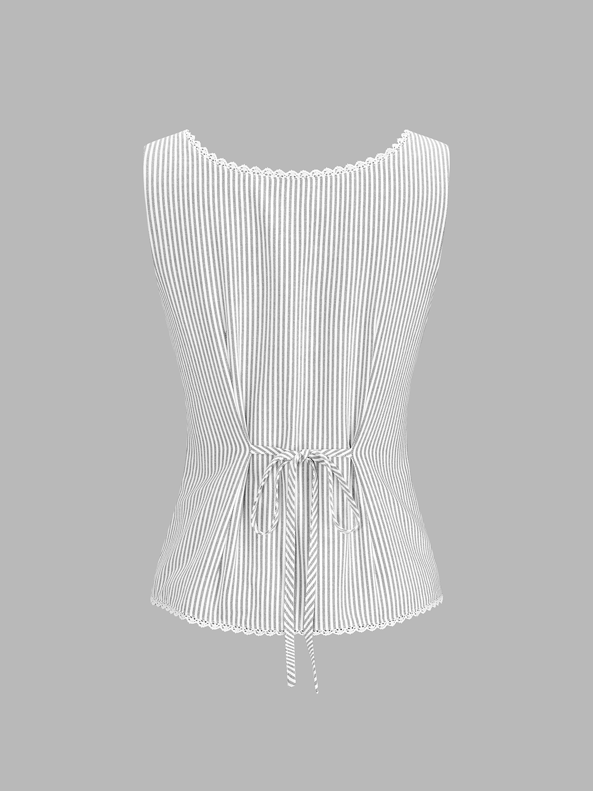 Striped Lace Trim Button-Front Tank Top