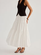 Tencel Blend Tiered Maxi Skirt