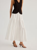 Tencel Blend Tiered Maxi Skirt