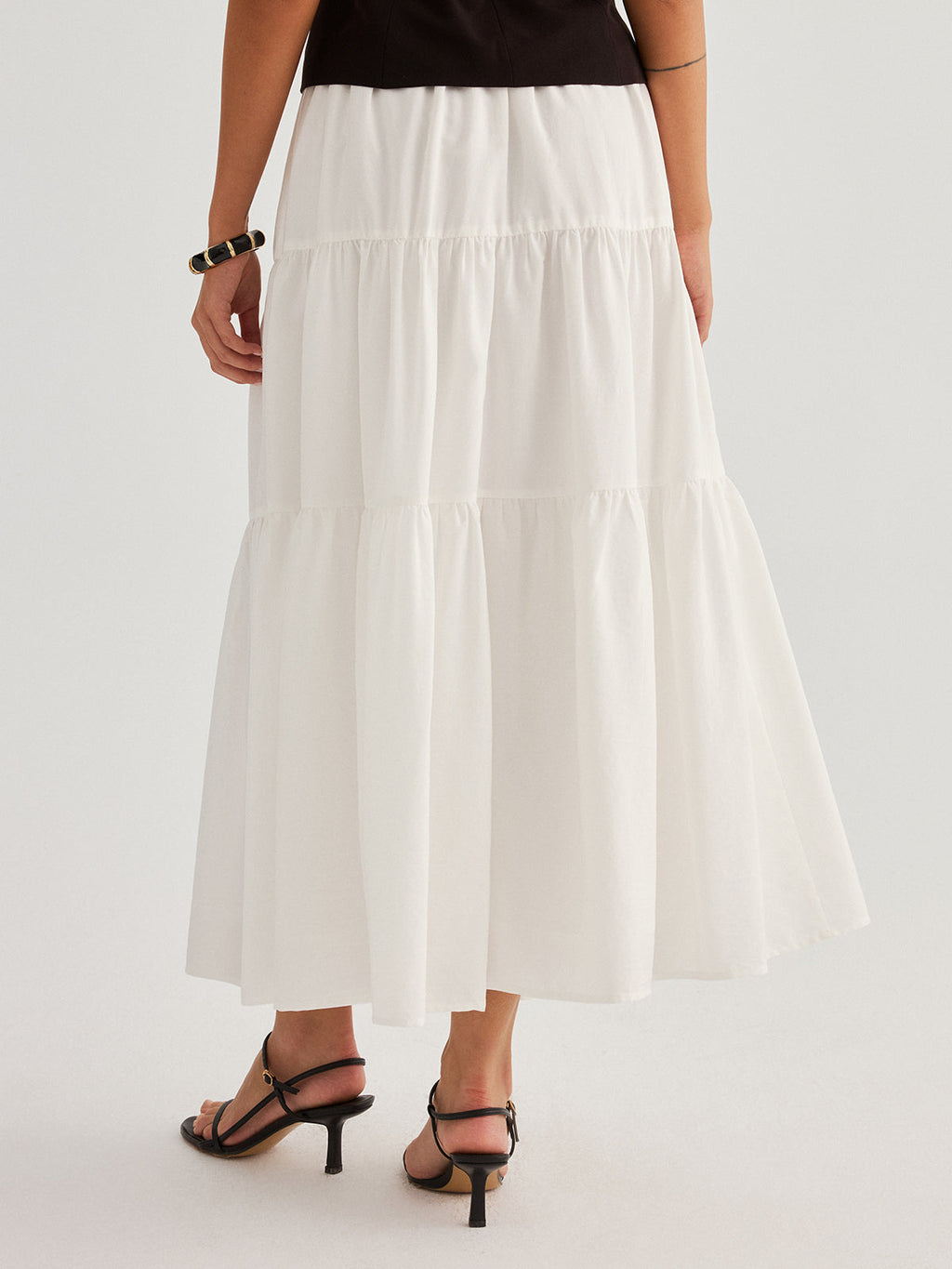 Tencel Blend Tiered Maxi Skirt