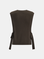 Side Tie Lace Panel Knit Sleeveless Vest