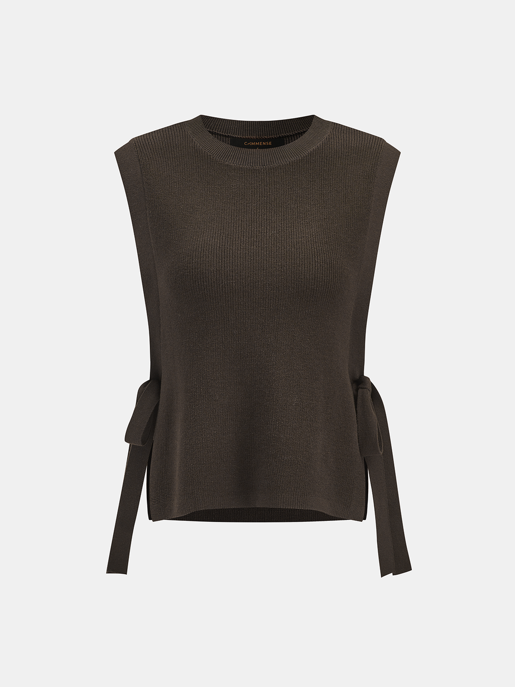 Side Tie Lace Panel Knit Sleeveless Vest