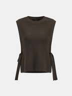 Side Tie Lace Panel Knit Sleeveless Vest