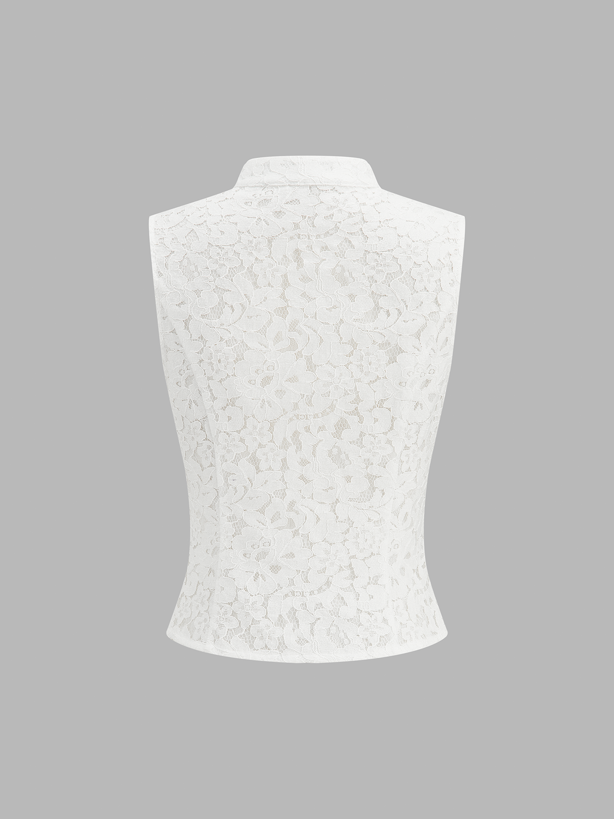 Napoleon Front Zipper Stand Collar Lace Vest
