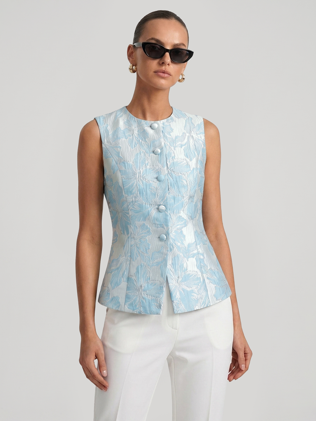 Floral Jacquard Tailored Vest