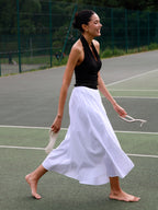Cotton Pleated Maxi Skirt
