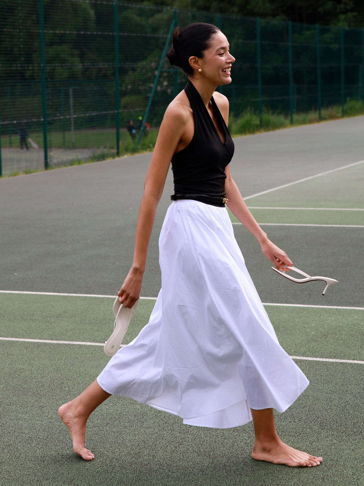 Cotton Pleated Maxi Skirt