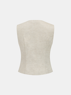 Floral Embroidered Linen Blend Vest