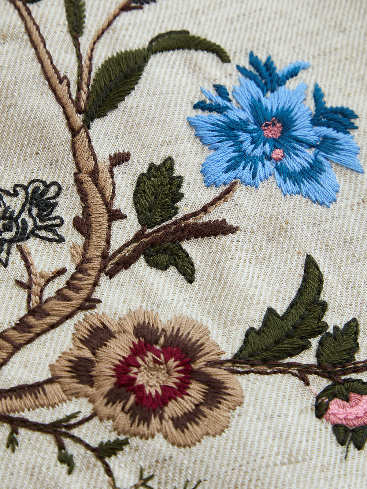 Floral Embroidered Linen Blend Vest
