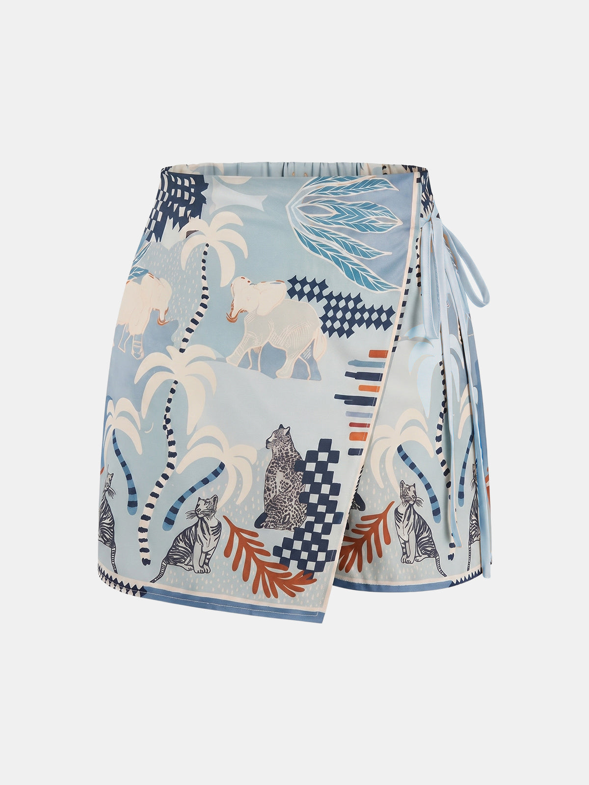 Animal Print Tie-Waist Wrap Skort