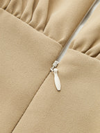 Deep V Neck Pleated Wide Leg Jumpsuit