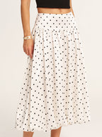 Polka Dot Bubble Hem Midi Skirt