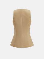 Slim Fit Amber Button Asymmetrical Vest