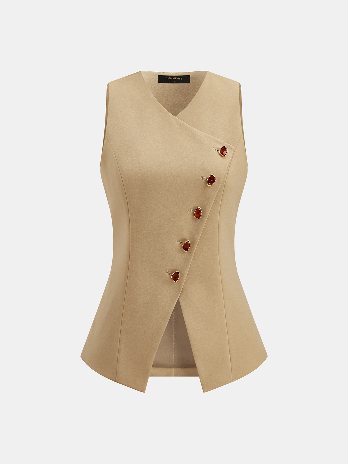 Slim Fit Amber Button Asymmetrical Vest