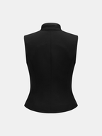 Napoleon Metal Detail Mandarin Collar Zipper Vest
