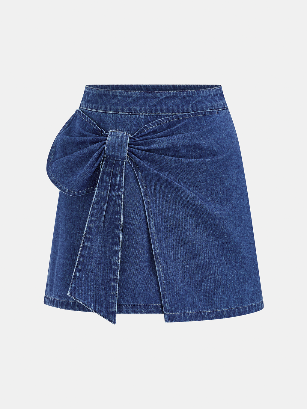 Bow Detail Denim Mini Skirt