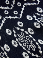 Scallop Trim Ethnic Pattern Knit Mini Dress
