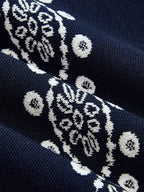 Scallop Trim Ethnic Pattern Knit Mini Dress