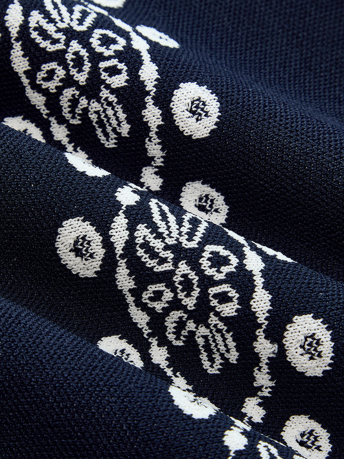 Scallop Trim Ethnic Pattern Knit Mini Dress