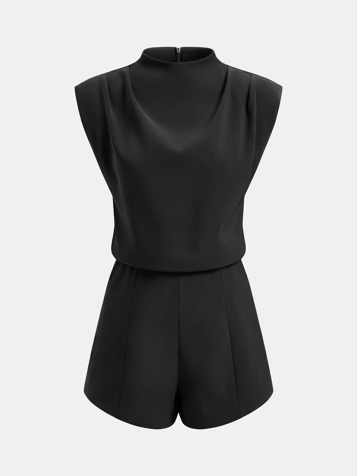 Draped Sleeveless Mock Neck Romper