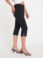 Split Hem Mid Waist Capri Pants
