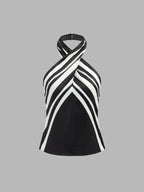 Graphic Stripe Halter Top & Pants Set