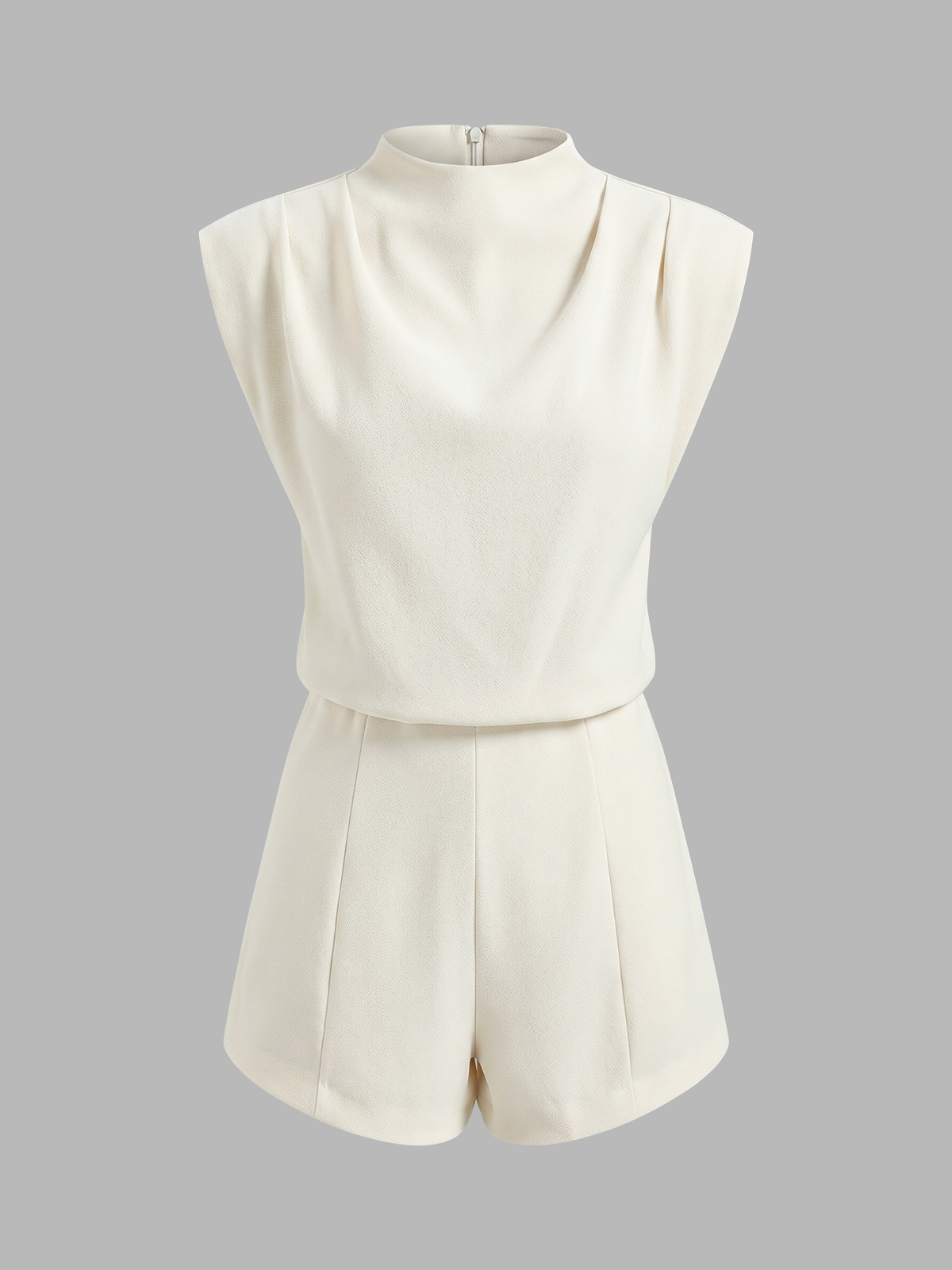 Draped Sleeveless Mock Neck Romper