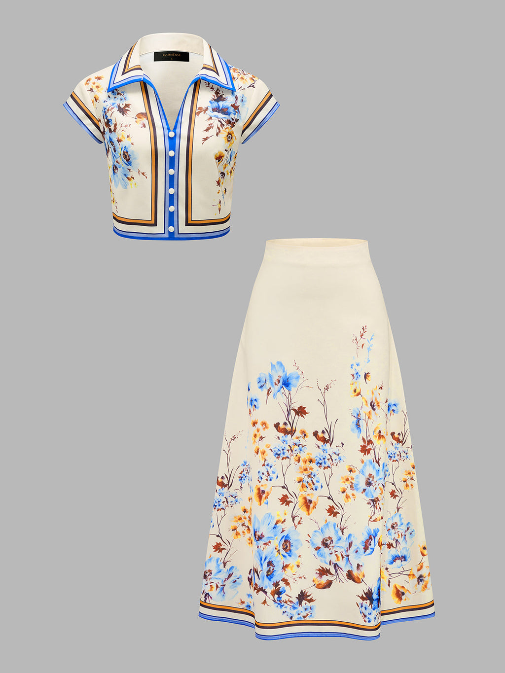 Floral Print Two Piece Skirt Set
