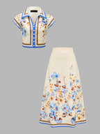 Floral Print Two Piece Skirt Set