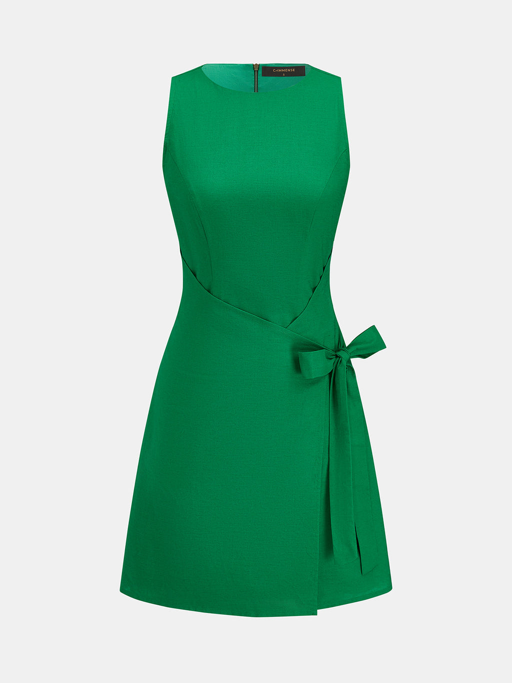 Cotton Linen Wrap Tie Sleeveless Mini Dress