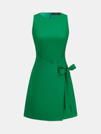 Cotton Linen Wrap Tie Sleeveless Mini Dress
