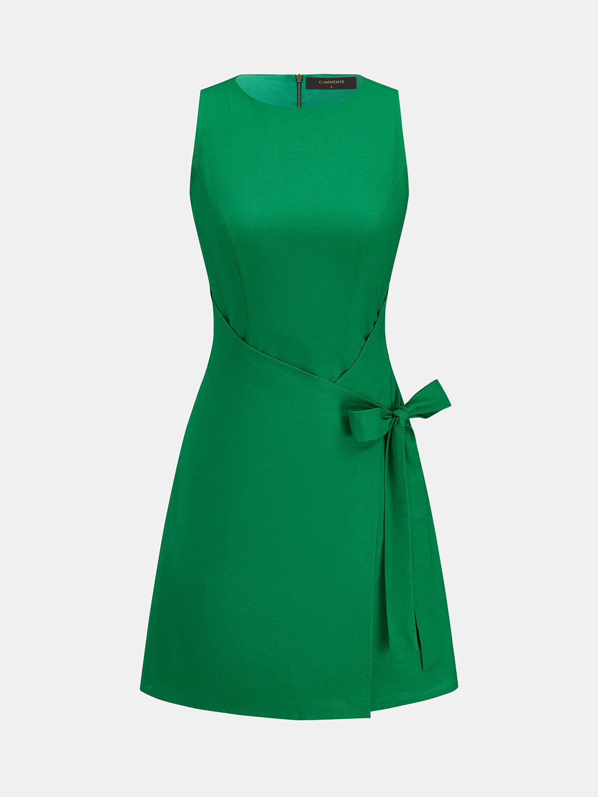 Cotton Linen Wrap Tie Sleeveless Mini Dress