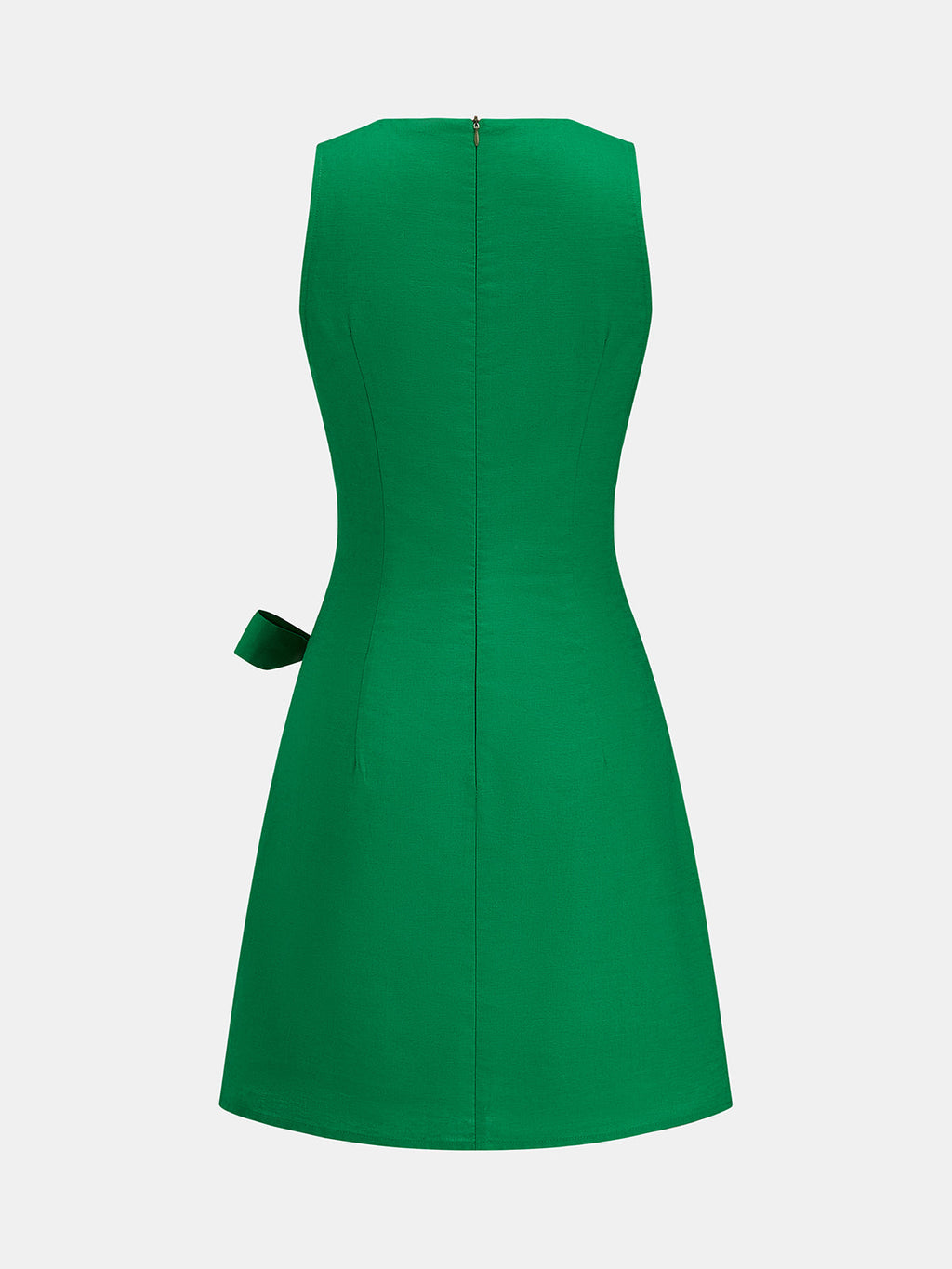 Cotton Linen Wrap Tie Sleeveless Mini Dress