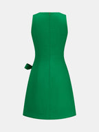 Cotton Linen Wrap Tie Sleeveless Mini Dress