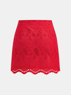 Eyelet Embroidery Tie Waist Mini Skirt