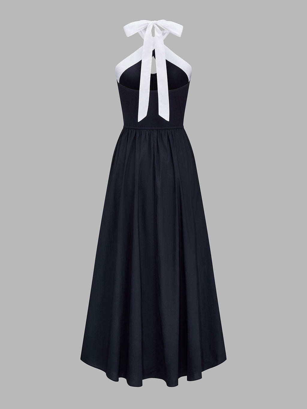 Color Block Halter Keyhole Midi Dress