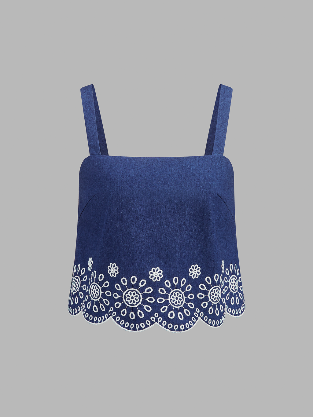 Embroidered Scalloped Two Piece Skirt Set